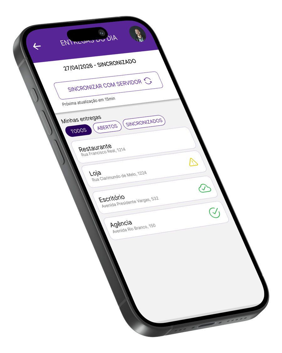 Interface do ZIP Control no smartphone