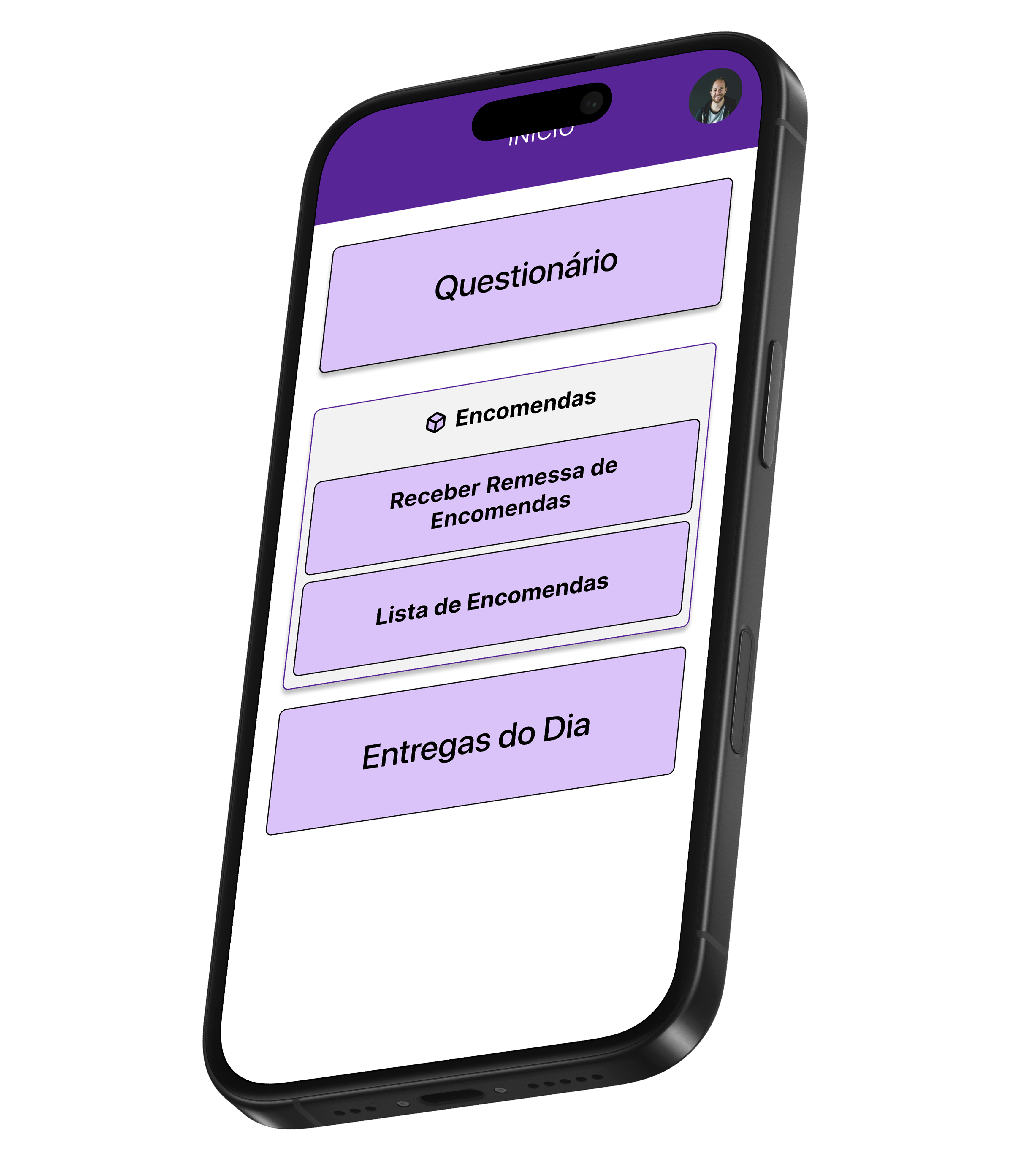 Tela inicial do aplicativo ZIP Control